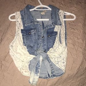 jean sleeveless vest